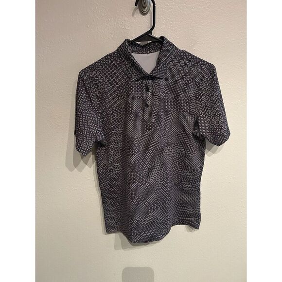 Lululemon Mens Small Propel Polo Gray Camo Print Pattern Shirt - Picture 1 of 7